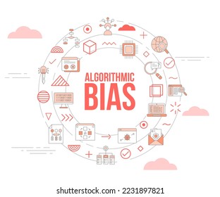 algorithmic bias concept with icon set template banner and circle round shape