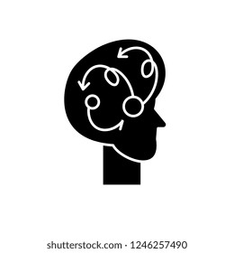 Algorithmic thinking black icon, vector sign on isolated background. Algorithmic thinking concept symbol, illustration 