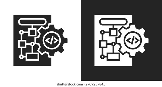 Algorithms Icon In Black And White Glyph Style