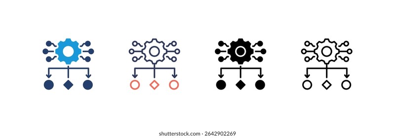 Algorithms Icon set multiple style collection