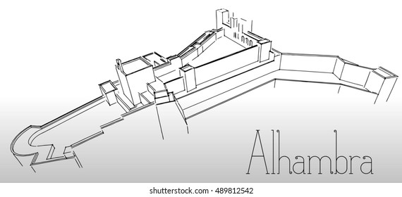 Alhambra, architectural landscape. Granada.