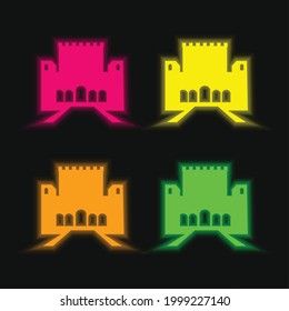 Alhambra four color glowing neon vector icon
