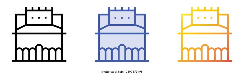 alhambra of granada icon. Linear, Blue Fill and Gradient Style Design Isolated On White Background