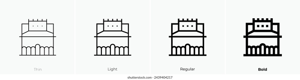 alhambra of granada icon. Thin, Light Regular And Bold style design isolated on white background