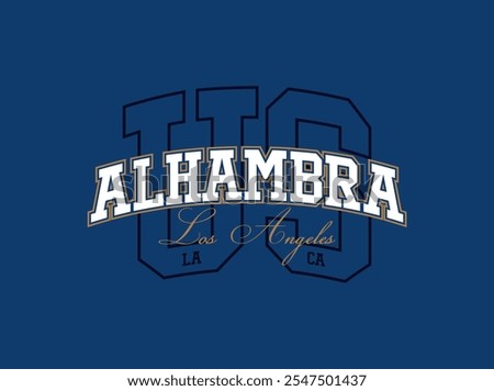 ALHAMBRA los angeles slogan print with grunge effect for graphic tee t shirt or sweatshirt hoodie.