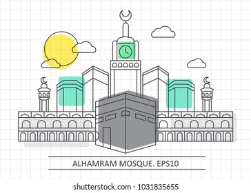 alharam mosque icon with illustration style