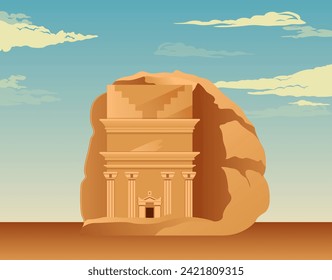 Al-Hijr Madain Saleh - Hegra , Saudi Arabia  - Stock Illustration as EPS 10 File