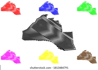 Al-Hofuf City (Kingdom of Saudi Arabia, Ash-Sharqiyyah or Eastern Province) map vector illustration, scribble sketch City of Hofuf or Hufuf map