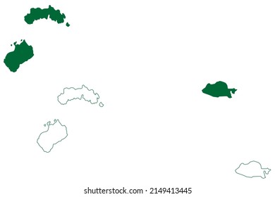 Alhucemas Islands (Kingdom of Spain, Mediterranean Sea) map vector illustration, scribble sketch Penon de Alhucemas, Isla de Tierra and de Mar map