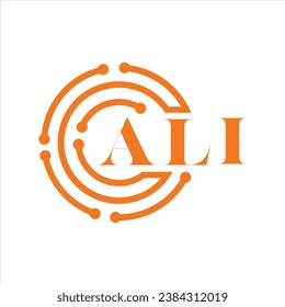 Diseño de letras ALI.ALI diseño de logotipo de tecnología de letras sobre fondo blanco.ALI Diseño de logotipo Monograma para emprendedores y empresas.