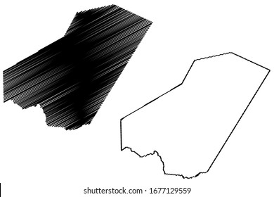 Región de Ali Sabieh (República de Yibuti, Cuerno de África, Golfo de Adén) mapa ilustración vectorial, dibujo escarabajo Ali Sabieh mapa