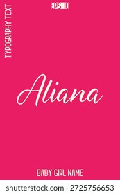 Aliana -Girl Name Handwritten Cursive Typography Diseño de Vector