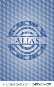 Alias blue emblem with geometric pattern background. Vector Illustration. Detailed.