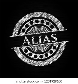 Alias chalkboard emblem on black board