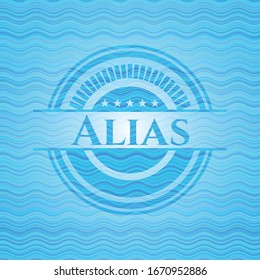 Alias light blue water wave badge background. Vector Illustration. Detailed.