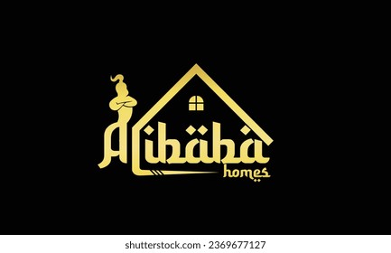 Alibaba A Letter House Genie Real Estate Logo With Vector
