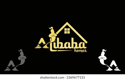 Alibaba ein Letter House-Logo für Immobilien mit Vektorgrafik