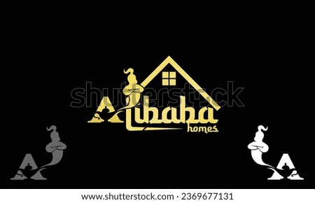 Alibaba A Letter House Genie Real Estate Logo With Vector