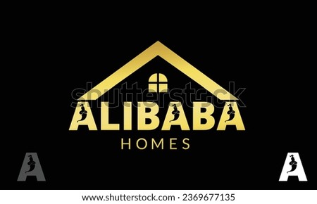 Alibaba A Letter House Genie Real Estate Logo With Vector