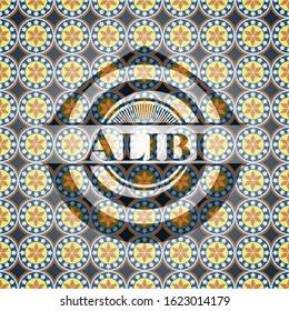 Alibi arabic style emblem. Arabesque decoration.