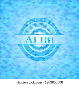 Alibi light blue emblem. Mosaic background