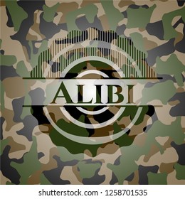 Alibi written on a camo texture