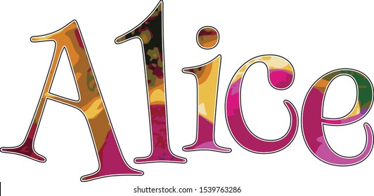 Alice Colorful Fun Name Art Graphic Stock Vector Royalty Free