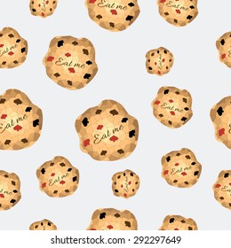 Alice Eat Me Cookie from Wonderland World. Seamless vector texture can be used for wallpapers, pattern fills, web page backgrounds, surface textures.