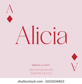 Logo de Alice. Texto com ilustração de um diamante. Fonte
