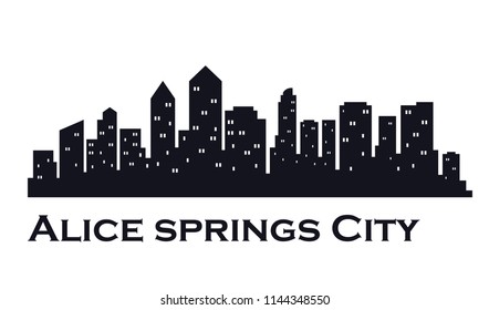 Alice Springs city skyline silhouette. Vector design illustrations 