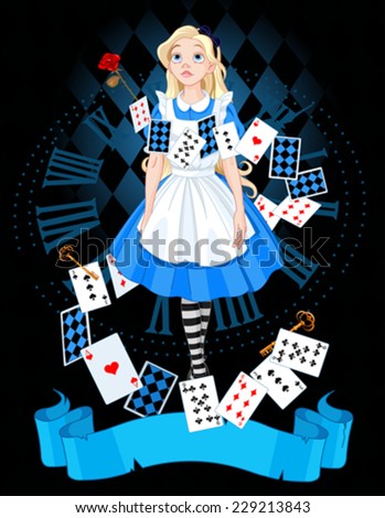 Alice is standing on background of the dial