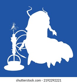 Alice Tale Character Fairy Fantasy In Wonderland Caterpillar Blue Vector