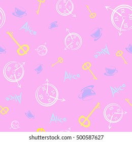 Alice in Wonderland. Background.  Seamless pattern
