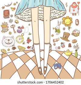 Alice in wonderland/ fairy tale design elements and icon