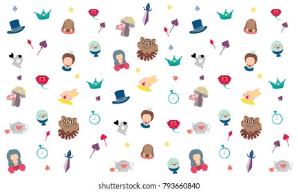 Alice in wonderland pattern vector