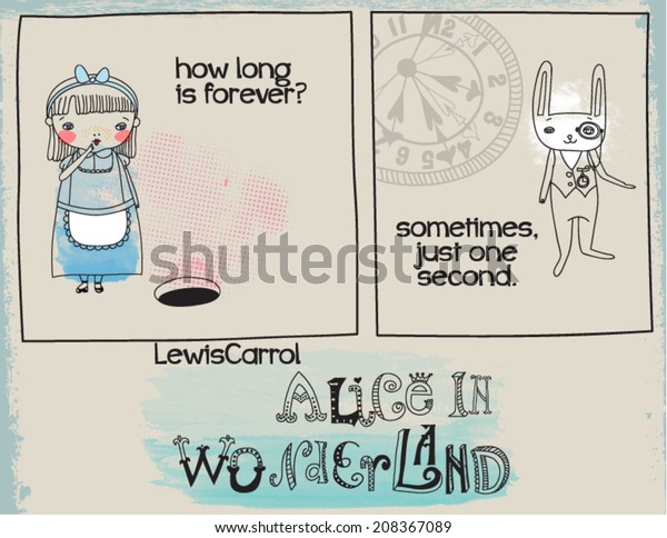 Alice Wonderland Quotes Doodle Drawing Comic Stock Vector Royalty Free 670