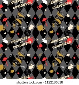 Alice in wonderland seamless pattern