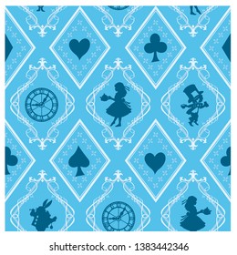 Alice in Wonderland seamless pattern