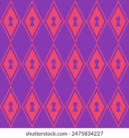 Alice in Wonderland seamless pattern keyhole