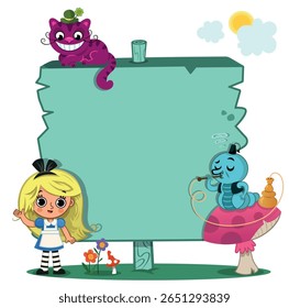 Alice in Wonderland Sign Frame - Cute Fantasy Clipart