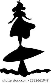 Alice in Wunderland Silhouette schwarz Stencil Pilz