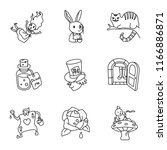 Alice in Wonderland vector icons