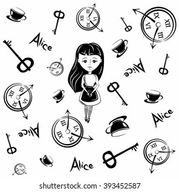 Alice in Wonderland. Vector illustration