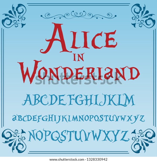 Alice Wonderland Vector Letters Numbers Font Stock Vector Royalty Free