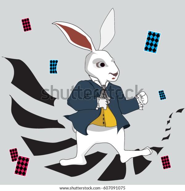Alice Wonderland White Rabbit Card Stock Vector Royalty Free 607091075