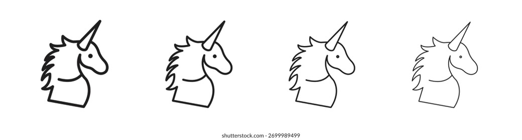 Coleção de ícones do Alicorn. Sinal de vetor de linha, símbolo para web e celular