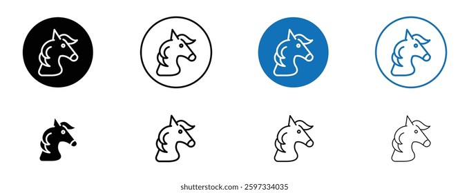 Alicorn icon set in black and blue colors on white background