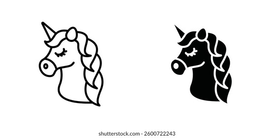 Alicorn icons set for apps and web ui designs. simple isolated graphics.