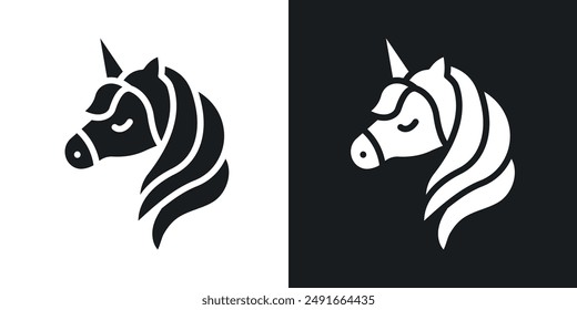 Alicorn vector icon set in solid style.