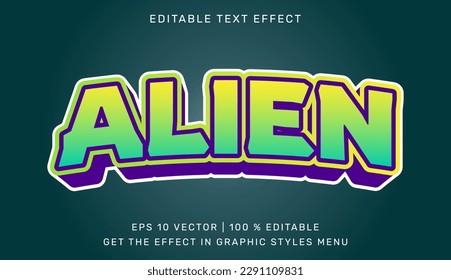 Alien 3d editable text effect template. Suitable for brand or business logos